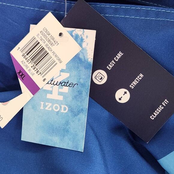Izod Blue Stripe Swim Trunks NWT Size XXL Izod Saltwater Blue Swim Shorts - Picture 7 of 9